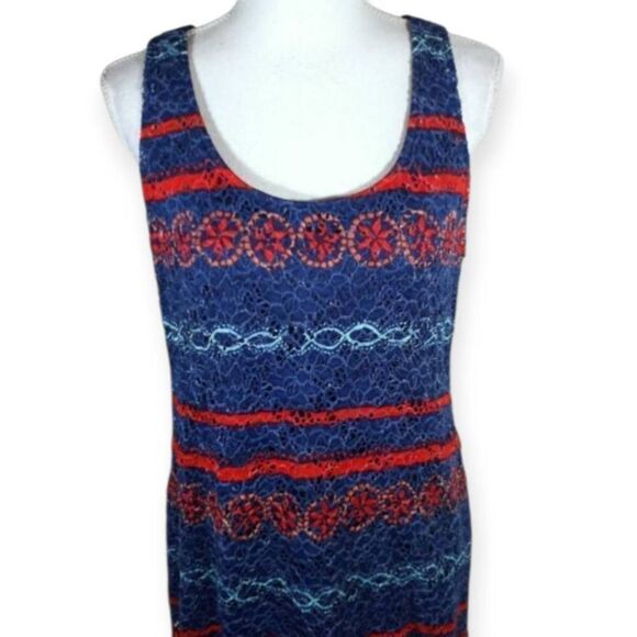 Ronni Nicole red and blue lace maxi dress in size 12 EUC - Picture 3 of 6